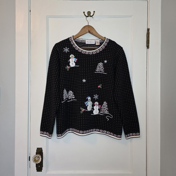 Alfred Dunner Snowman Christmas Sweater – Size L – Black - Picture 6 of 6
